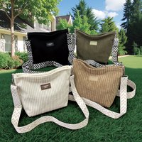 Solid Color Corduroy Messenger Bag Versatile Handbag Women Shoulder Crossbody Bags Casual Chic Bucket Women‘s Bag Bolsos Mujer