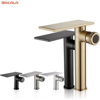 Bathroom Waterfall Basin Sink Faucet Black Faucets Brass Bath Faucet Hot&Cold Water Mixer Vanity Tap Deck Mounted Washbasin Tap
