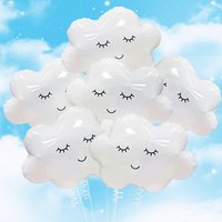 2/6pcs Smiley Face White Cloud Aluminum Film Balloons Children Birthday Party Home Decoration Baby Shower Decoration Supplies