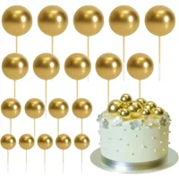20 Pcs Ball Cake Topper Decorations Mini Balloons Cake Topper Sticks Gold Balls Cake Picks Topper Balls Decorations