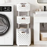 Movable Foldable Laundry Basket Dirty Clothes Storage Basket Clothes Storage Rack Bathroom Organizer Home Daily Storage Supplies