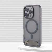 Invisible Metal KickStand Magnetic Matte Case for iPhone 17 Air 16 Pro Max 14 15 13 For MagSafe Wireless Charging Bumper Cover