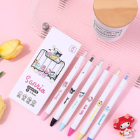 Sanrio Cartoon Pen Set - 6 pens in pack, 0.5mm black ink, quick-drying neutral pen, cute characters, office