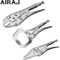 AIRAJ 3 Pcs Locking Pliers Welding Tools 7'' Carbon Steel Pliers Industry Round Mouth Vise High Torque Fixed Clamping Hand Tools