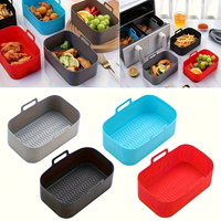 1 silicone air fryer liner, reusable, non-stick bottom, easy to clean, suitable for grilling, oven and microwave.