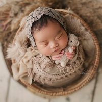 Newborn Photography Props Lace Stretch Wrap Swaddle Infant Photoshoot Accessories 25x75cm Boho Tassel Wrap Studio Photo Props