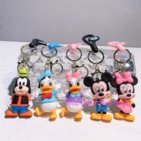 Mickey Mouse Keychain Minnie Donald Duck Anime Action Figure Toy Kawaii Cartoon Fashion Doll Keyring Car Bag Pendant Kid Gift