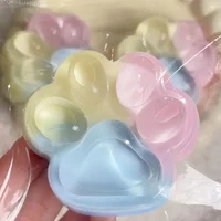 Tri-color Rainbow Cat Paw Soft Pinch Cute Cat Paw Slow Rebound Pinch Relieve Stress Birthday Gift.