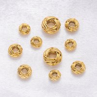 10pcs PVD Stainless Steel Striped Cut Flower Large Hole Beads Earring Necklace Loose Spacer Beads Bulk For DIY Jewelry Findings