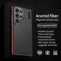 Real Kevlar Aramid Fiber Magnetic Wireless Charging Case for Samsung Galaxy S24 Ultra S24Ultra Shock Absorption Shockproof Cover
