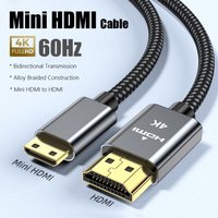 4K@60Hz Mini HDMI to HDMI Cable HD High-Speed Braided HDMI-compatible Cable Bi-Directional 2.0Cord For Graphics Card HDTV Tablet