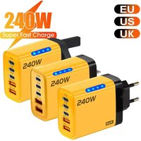 240w Gan Fast Charger With Led Light 5 In 1 2usb+3type-C Multi Port Phone Charger For Iphone15-17Series Samsung Huawei Xiaomi 15 image 4