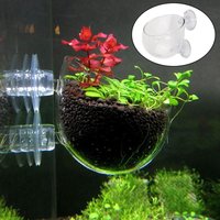 Aquarium Decoration Plant Cup Pot Acrylic Aquatic Plant Cup With Suction Holder Planting Cylinder Cup Aquarium Decoration Tool