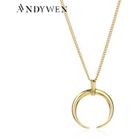 ANDYWEN 925 Sterling Silve wielki księżyc wisiorek Sunflowe twarz naszyjnik kobiety długi złoty łańcuch biżuteria 2020 Rock Punk klejnoty prezent