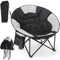 Premium Camping Folding Chair Outdoor Portable Chair for Adults Moon Chair & Carry Bag, Oversized 105x105x95cm, Paded Seat & Breathable Mesh, Cup Holder, Non-slip Feet