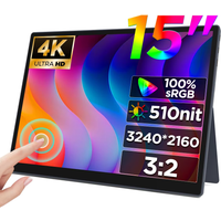 HAILESI Mobile Monitor 15inches 4K 3240x2160 Touch Panel 3:2 Screen Ratio High Brightness 450 nits IPS Gamut HDR Ultra-thin