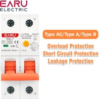2P 30mA Type AC A B RCBO RCCB MCB Electronic Residual Current Circuit Breaker Over Short Current Leakage Protection EV Charger