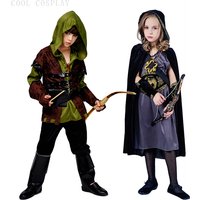 Boys Girls Hunter Costume Kids Archer Costume Robin Hood Cosplay For Halloween Carnival Party Outfits Stage Performance Wear