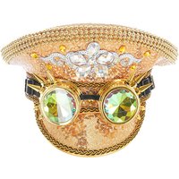 Gold Sequined Men Women Luxury Cosplay Steampunk Military Hat With Rhinestones Rave Rock Goth Festival Party Stage Accessories