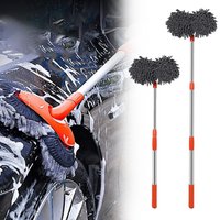 Brosse de lavage de voiture en chenille avec mousse, pour pare-brise, toit et vitres, avec manche télescopique, accessoires d'entretien automobile et VR