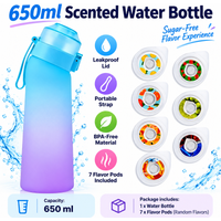 Butelka na wodę o pojemności 600 ml, zapachowa, z 7 różnymi smakami, wykonana z tworzywa Tritan, szczelna, z wbudowaną słomką, przenośna, idealna do uprawiania sportu, na siłownię, w podróży, do