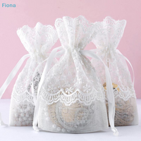 ✔White Lace Drawstring Gift Bags - Embroidered Organza Pouches for Wedding Favors, Jewelry & Party Gifts