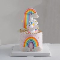 Cute Unicorn Cake Topper Rainbow Clouds Stars Cake for Kids Happy Birthday Cake Decorations Party Supply Girl Baby Shower Gifts