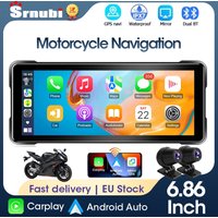 Srnubi 6.86 pouces sans fil CarPlay Moto Portable numérique Moto tableau de bord GPS Navigation écran d'affichage Android Auto moniteur