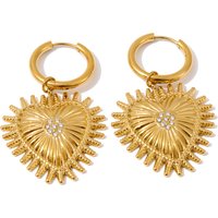 Yhpup Stainless Steel Zirconia Heart Drop Dangle Hoop Earrings Waterproof Trendy Romantic Statement Jewelry for All Occasions