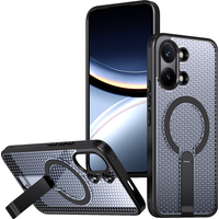 Magnetic Armor Case For Xiaomi Poco X8 Pro Max Redmi Turbo 5Max 5G Cooling Hole Design Metal Bracket TPU Acrylic Phone Cover