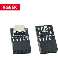 USB 2.0 9/10Pin Internal Motherboard Connector Header to USB-C Adapter Riser Card USB2.0 9Pin to Type C Converter for Desktop PC