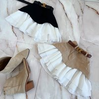 Denim Cake Skirt Women A Line Short Skirts High Waist Ruffles Elegant Splice Y2k Streetwear Party Pleated Slim Fit 2025 Spring