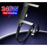Braided Type-C Fast Charging Cable, Foldable Multi-function Stand Charging Wire, Universal Compatible with iPhone,iPad
