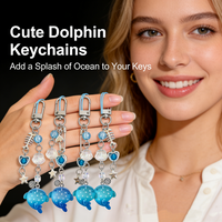 Y2k Unique Beaded Mobile Phone Chain Ins Simulation Marine Shark Keychain Fish Charm Keyring Gilrs Gifts Bag Pendant