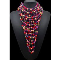 Vintage Bohemian Wooden Bead Multilayer Necklace Earrings Sets Statement Jewelry Women Handmade African Choker Party Accessories