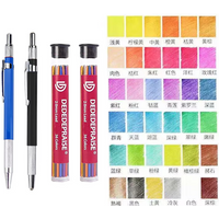DEDEDEPRAISE Sketch 2.0MM Press Mechanical Pencil & 36colors Leads Drawing Colored Pencils Automatic Pencils Replacement Leads