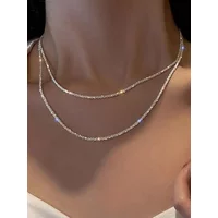 Silver Color Sparkling Necklace For Women Trendy Clavicle Chain Choker Girls Korean Wedding Party Jewelry Accessories