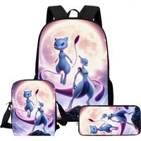 2025 Cartoon Samurai M-Mewtwo Print Child School Backpack With Shoulder Bag Pencil Bags School Bags for Boys Girls Best Gift