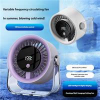 HOMEFISH Portable Desktop Small Fan Digital Display USB Charging Wall-Mounted Office Desk Fan Wireless Air Circulator