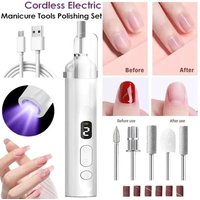 Electric Nail Drill Machine & UV Lamp USB Rechargeable Portable Nails Polisher Drill File Pen for Manicure Gel Acrylic Polishing