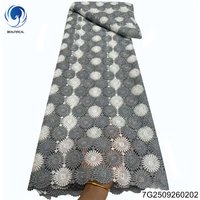 2025 New High-quality Grey Design Nigerian African Pure Water-soluble Polyester Lace Fabric Cutout Banquet Dress 7G25092602