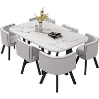 Modern minimalist 6-person dining table and chair set rectangular panel family small apartment reception negotiation