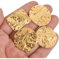 5pcs Stainless Steel Rectangle Embossed Charms for Jewelry Gold Plated Earrings Making Supplies Charm Connectors Diy Findings