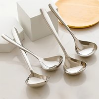 4-Pack Stainless Steel Soup Spoons Set - Elegant Durable Long Handle Tableware for Hot Pot Serving Spoons for Home, Restaurant