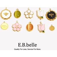 E.B.belle Colorful PVD Plated Stainless Steel Enamel Spring Flower Bee Tulip Pendants Charm For Jewelry Making Necklace Earring