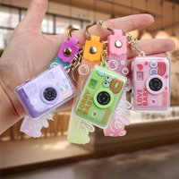 Cartoon Expression Camera Keychain with Light & Sound, Cute Bag Charm