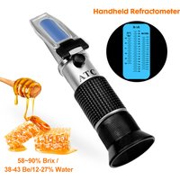 Réfractomètre à miel portatif 3 en 1, 58-90% Brix, compteur de Concentration de sucre 38-43% degrés Baume 12-27% Test de teneur en eau