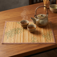 High Temperature Resistant Foldable Bamboo Placemat Vintage Simple Teacup Mat Creative Non-Slip Dining Table Mat Family Party