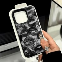 Creativity Black Lip Print Phone Case For iPhone 17 16 Pro 15 14 Plus 13 12 11 Pro Max 16e 17 Air X XR XS Protection Soft Cover