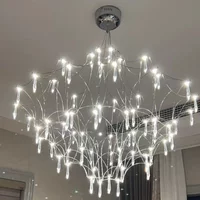 Nordic Cube Full Sky Star Crystal Chandelier Designer Sample Room Lobby Restaurant Firefly Hanging Lamp Home Decoration Lighting